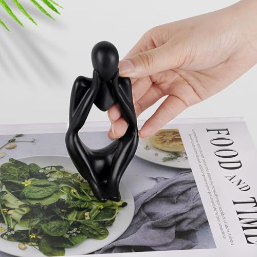 Creative Resin Thinker Minimal Abstract Art Sculpture Statue Figurines Home Office Bookshelf Desktop Decor (Black, Focus, Small) - color: Black, size: Focus, Small