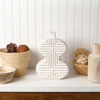 Mikasa Geometric Curve Stoneware Ceramic Vase, 7.72x2.72x10.83 Inch - size: 10.8 Inch