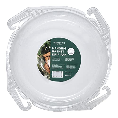 Curtis Wagner Plastics Wire Coco Hanging Basket Drip Pans (5-Pack) | Clear, Round (12” - 14" Top, 3.75" Depth) Hanging Plant Tray Saucer with Built-in Hooks & Water Catcher for Indoor & Outdoor - color: Coco, size: 12"
