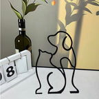 Modern Metal Cat Wall Art Sculpture, Black Minimalist Home Decor, Living Room Wall Decoration (Rely on Cats and Dogs)