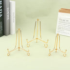 Gold Iron Display Stand Craft Bracket Book Holder Photo Pedestal Bowl Dish Frame Picture Plate Rack Easel Storage Decoration（5in） - size: Medium
