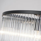 Black Modern Chandelier, 2-Tier Crystal Glass, 8-Light Round Dining Room Chandelier, Contemporary Pendant Ceiling Light for Bedroom Foyer Entryway, 23.6'' - size: Small Black (23.6" x 70")