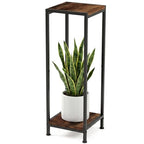 TOSKING 30" Tall Plant Stand, 2-Tier Metal & Wood Plant Shelf, Heavy Duty Flower Pot Holder (Holds 160 lbs) for Living Room, Corner, Balcony and Garden - size: 2-tier 30'' Wood