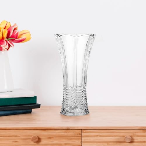 CS Crystal Vase 12-inch high, Water Ripple Design, for Flowers & Decor. Lovely Nice Shiny Piece. Perfect as a Gift, Suitable for All Occasions. - style: Water Ripple Design