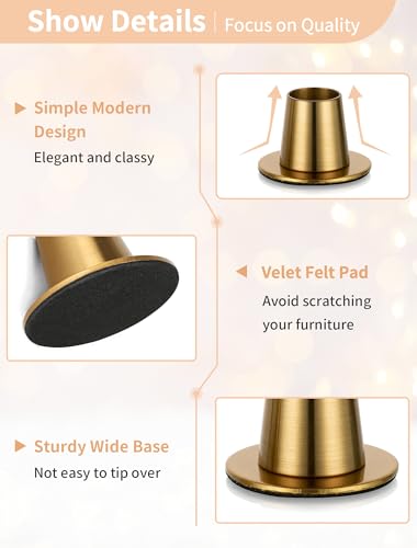 NUPTIO Candle Stick Candle Holder: Set of 4 Gold Candlestick Taper Holders - Brass Small Metal Candleholder for Fall Thanksgiving Christmas Fireplace Table Centerpiece - size: Style 2