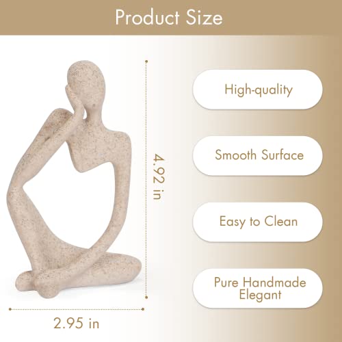 INNOLITES Boho Decor Thinker Statue Abstract Art Sculpture, Sandstone Resin Collectible Figurines for Home Living Room Office Shelf Decoration (Sandstone Left) - color: Sandstone-left