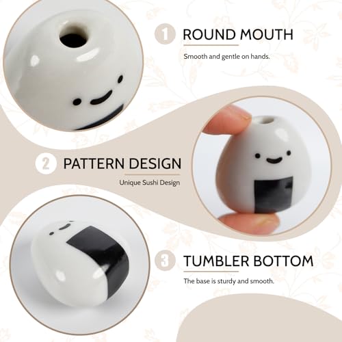 Tnstbiee 5 PCS Mini Onigiri Flower Vase Set - Cute Japanese Handmade Bud Vases Bulk for Dried Flowers, Small Centerpiece Vase for Coffee Table Living Room Home Decor, Unique Japandi Tiny Ceramic Vases