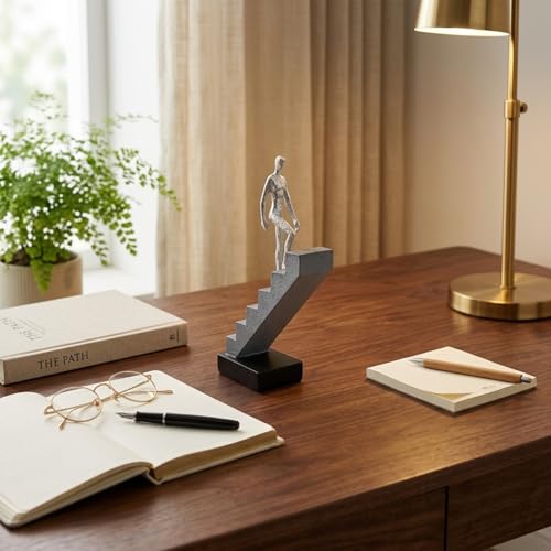 Inspirational Silver Climbing Man Figurine – Decorative Resin Sculpture Symbolizing Love, Motivation & Growth, for Office, Home, or Special Occasions
