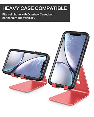 OMOTON Adjustable Cell Phone Stand, C2 Aluminum Desktop Phone Holder Dock Compatible with iPhone 15 14 13 Xs XR 8 Plus 7 6, Samsung Galaxy, Google Pixel, Android Phones, Red - color: Red