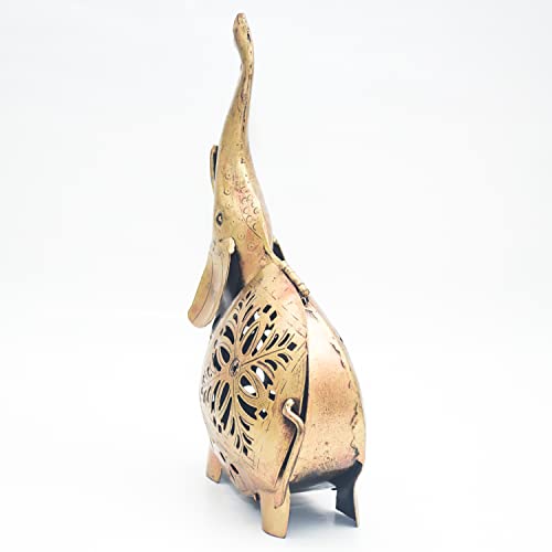 eTroves Metal Tealight Holder, Handmade Decorative Elephant Tea Light Candle Holder for Home, Farmhouse, Living Room, Patio, Decorations, 8 Inch, Golden