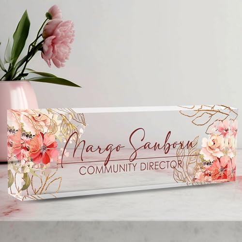 Custom Name Plate for Desk Desk Name Plate Personalized, Office Desk Decor for Women & Men, Employee Appreciation Gifts The Office Gifts for Boss, Manager, Teacher, Nurse, Lawyer, Flower 5 - color: Flower 5