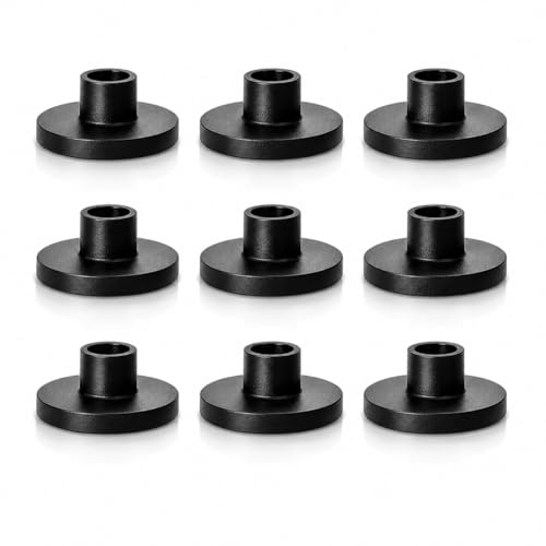9PCS Mini Black Taper Candle Holders: CHONNFEASTT® 0.5" Iron Chime Candle Holders - Matte Black Skinny Candle Base for Spell, Advent, Birthday Candles - Small Rustic Farmhouse Table Decor