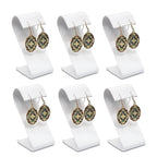 MOOCA 6 Pcs Faux Leather Earring Display Stand Displays, Jewelry Organizer Display Holder for Earrings, White, 2 1/8 W x 1 1/2 D x 3 1/2 H in - color: White Faux Leather, Small