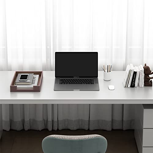 Leather Letter Tray, Thipoten Elegant Desk Organizer for Office Supplies, Mail, Paper, File, Magazine, Perfect Office Organization for Desktop(Brown) - color: Brown