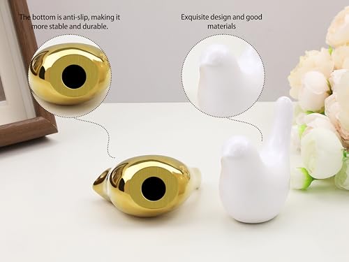 Small Birds Figurine Gold and White Home Decor Bird Animal Statues Modern Style Decorative Ornaments for Office Desktop, Cabinets, Living Room, Bedroom, Bookshelf(Gold White Birds 2Pcs) - color: Gold and White