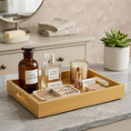 Perfume Plate Tray with Handle - Natural Bamboo Wood Display Tray for Dresser, Coffee Table, or Bathroom, 11.4x7.9 Inches, Jewelry and Perfume Organizer (1, Natural) - color: Natural