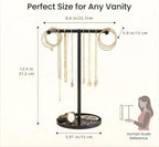 Necklace Holder Organizer, Metal Jewelry Stand to Prevent Bangles, Necklaces, Bracelets, Rings, Earrings and Watch Tangling - color: Black