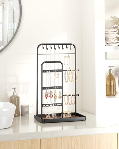 pickpiff Jewelry Holder Stand: Jewelry Display for Necklace, Bracelet, Earring, Ring, Black - color: Black