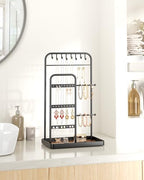 pickpiff Jewelry Holder Stand: Jewelry Display for Necklace, Bracelet, Earring, Ring, Black - color: Black