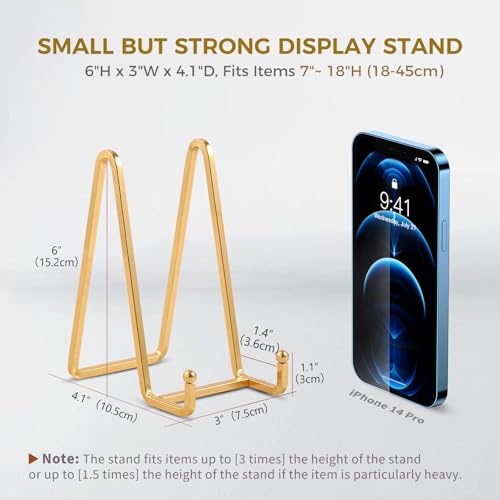 Plate Holder Easel Display Stand - 6 inch Metal Plate Stands for Display - Tabletop Picture Stand - Gold Iron Easels for Display Pictures | Photo Frames | Book | Decorative Plates | Plaque - 4 Pack - size: 6 inch-4