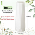 Didaey 10 Pack Composite Plastic Flower Vases Bulk White Small Boho Floral Vases for Dried Flower Bouquet Pampas Grass Centerpieces Fall Wedding Party Living Room Decor(Classic) - style: Classic