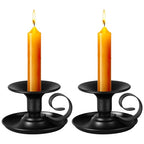 2 Pack Candle Stick Holder, Metal Taper Candlelight Stand for Party Wedding Christmas Table Home Decoration (Black)