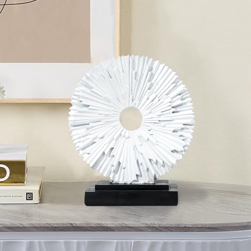 Abstract Statue for Home Decor,Office Desk Sculpture for Men,Creative Round Line Ornament for Bookshelf,Modern Decorative Sculpture,Bedroom,Livngroom,Table(White) - color: Bright White, size: Round Statue