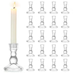 Glass Taper Candle Holders - Cute Candlestick Holders, 20Pcs Clear Candle Stick Candle Holder, Modern Tapered Candlestick Holders for Standard Candles for Wedding Christmas Home Decor - size: 20Pcs