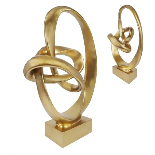 Knot Sculptures, Modern Coffee Table Statues, Abstract Center Piece for Home Office, Dining Living Room Desk Decor, Bookends, 15.5 x 10.5 inch, Gold - color: Gold