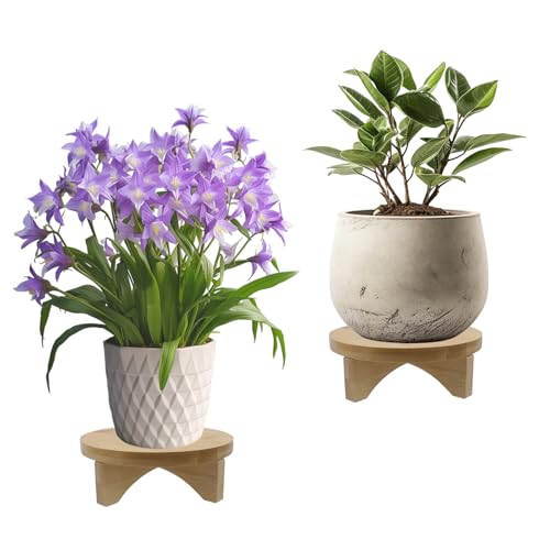 Oedema 6 Inch Indoor Plant Stand Round Solid Wood Flower Stand Mid Century Modern Plant Stand for Displaying, Small Plants, Desktop, Office & Home Decor - size: 6.02inch/153mm