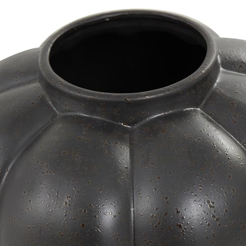 Deco 79 Ceramic Decorative Vase Wide Bubble Inspired Centerpiece Vase with Distressed Speckled Texturing, Flower Vase for Home Decoration 12" x 12" x 13", Black - size: 12" x 12" x 13"