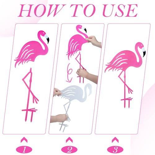 Riakrum 4 Pcs Flamingos Outdoor Yard Decor Pink Metal Flamingos for Yard Garden Large Bird Statue Ornaments for Lawn, Patio Outside Art Decor - style: Flamingo