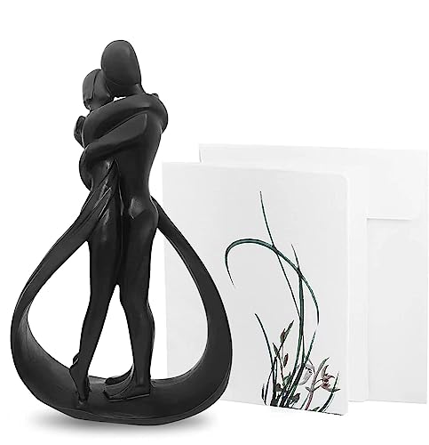 Resin Couple Modern Sculptures Home Decor Romantic Gift for Weddings Valentine's Day and Anniversaries Decoration Figurine for Girlfriend, Bridal Shower, Engagement (Black) - color: Black