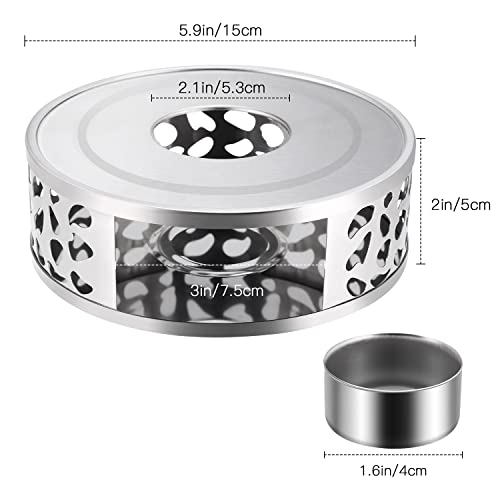 Simtive Teapot Warmer, Brushed Stainless Steel Tea Warmer with Tealight Holder, Silver - size: 5.9 in-Silver