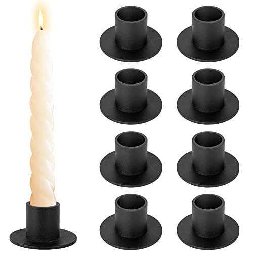 Matte Black Candle Holder Set of 8 for Taper & Led Candles Decorative Candlestick Holders for Wedding Dinning Party Decor Anniversary Housewarming Gift for Women Men - color: 211165-8