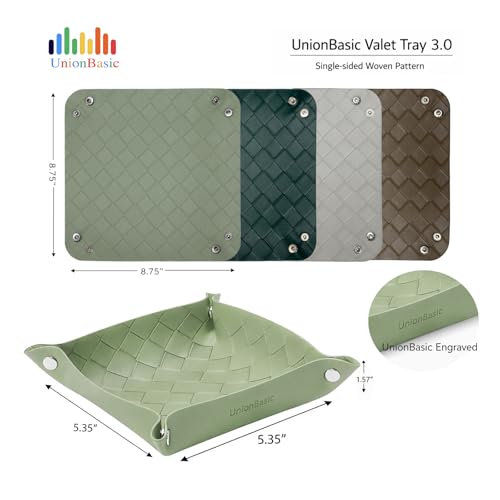 UnionBasic Small Valet Tray, Jewelry Tray for Rings Watches Earrings, Entryway Catchall Caddy for Coins Keys Change, Nightstand Bedside Valet Holder, Trays for Electronic Gadgets, Woven Light Gray - color: Woven Light Gray, size: 5.4" x 5.4" x 1.6"