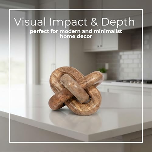 Wood Sculpture Decorative Object – Accessories for Room Styling and Layered Vignettes, Living Room or Office Shelf and Table Placement, Modern Accent Home Decor with Sculptural Presence – 6", Brown - color: Brown, size: 6.0" H