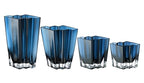 Glass- Vase - Blue - Teal - Chevron Design - 11" Height - Heavy Durable - Made in Europe - by Barski