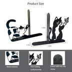Cute Cat Bookends Metal Black Cat Book Ends for Shelves Bookshelf Decorative Accessories Home Office Desk Bookshelf Decor Cat Lover Gifts for Women