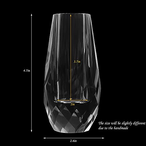 Kitcom Small Flower/Bud Crystal Vase Decorative Vases for Home or Wedding, Outline Dimensions W2.4''xH4.7'', Clear with Gift Box - size: Small