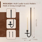 Metal Wall Candle Sconce Holder Set of 2 Wall Mount Candle Holder Pillar Holder Black Modern Wall Candle Sconces Hanging for Living Room Farmhouse Fireplace Wedding - color: Black, size: 2PC
