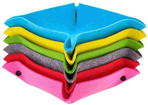 Felt Valet Tray, Fold Felt Desktop Storage Basket Makeup Organizing Basket for Home Office Writing Desk Lovely Caddy Containers (Multi-Color,6-Pack)
