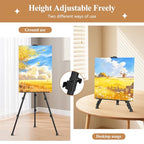 Art Painting Tripod Easel Stands - Portable Adjustable Display Artist Metal Easel with 1 Bag for Tabletop/Floor Painting, Height from 17 to 66 inches, Sturdy for Drawing, Displaying - Black 3 Pack - style: Black-3pack