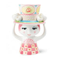 Bjørn Wiinblad Lady with Hat Vase | Hand-Painted Glazed Ceramic | Pink Yellow | 8.1 in