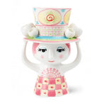 Bjørn Wiinblad Lady with Hat Vase | Hand-Painted Glazed Ceramic | Pink Yellow | 8.1 in