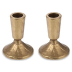 Set of 2 Handcrafted Antique Brass Iron Taper Candle Holders - Elegant Candlesticks for Weddings, Dining, and Parties, Timeless Décor Accent