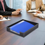 Leather 1-Layer Letter Tray Stackable File Document Tray,A4 Paper Case Rack Desk Office Supplies Organizer Holders,Desktop Organization, Pen Mail Magazine Storage Box(Black) - color: Black