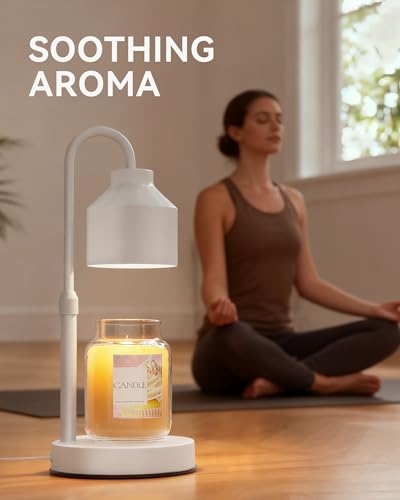 LISUNAR Electric Candle Warmer Lamp White, Candle Lamp Warmer with Timer, Wax Warmer Lamp for Jar Candles, Adjustable Height Candle Light Warmer with 2 Bulbs - color: White-A1