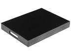 HofferRuffer Rectangle Serving Tray with Hole Handles for Coffee Table, Breakfast, Tea, Food, Butler - Countertop, Kitchen, Vanity Serve Tray, 16.2 x 12.2 x 2 inches, Faux Leather Tray (Dark Grey) - color: Dark Grey, size: 16.2" x 12.2" x 2"