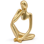 Gold Thinker Statue Decor, Modern Abstract Art Sculpture, Thinker Figurines Collectible Accents Decoration for Shelf Bookshelf Office Desktop Decor